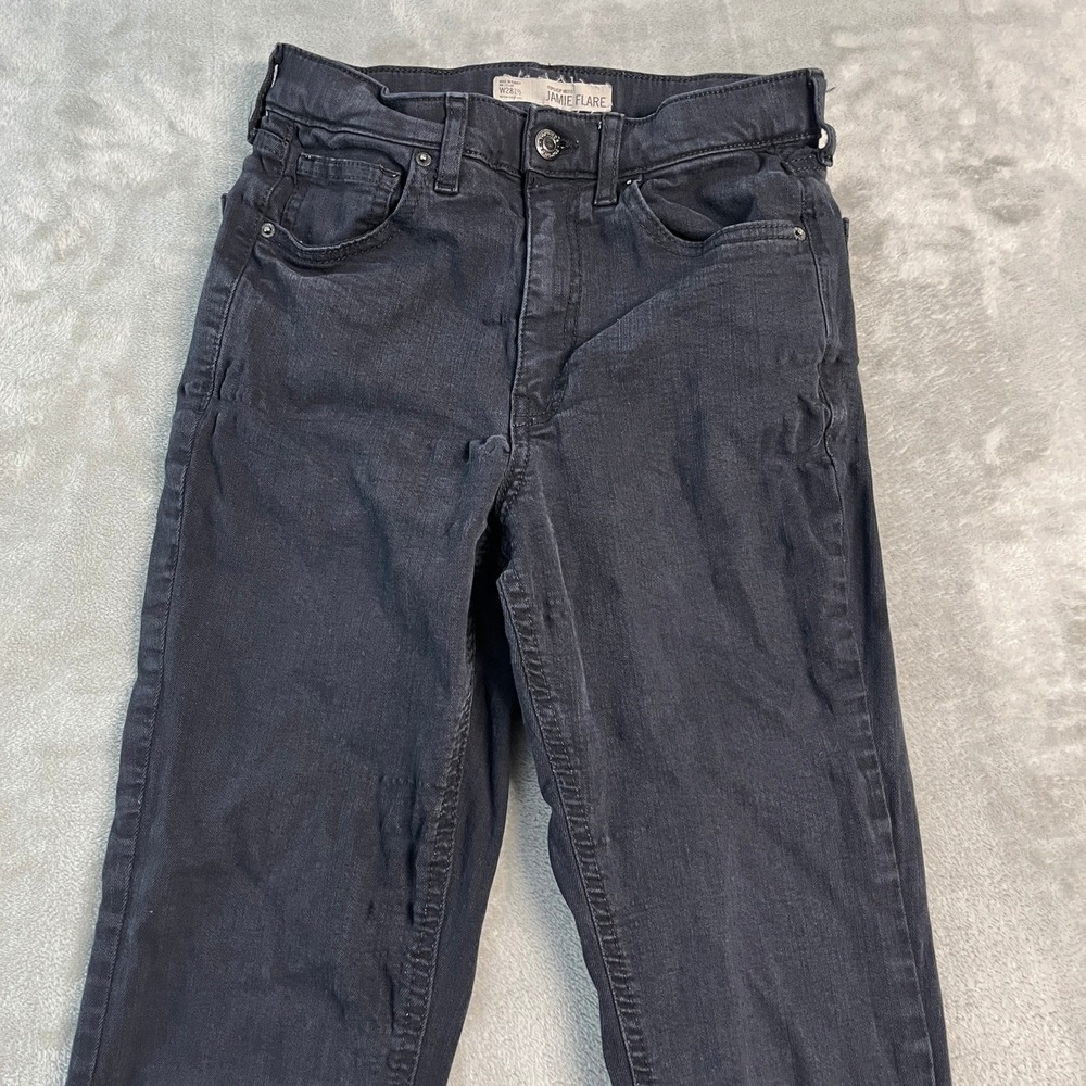 Topshop Moto Jamie Flare Jeans Black High Rise Stretch 28x32 (24x31) Grunge - Picture 2 of 14